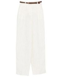 Max Mara - Pinstripe Linnen Wijde Broek - Lyst