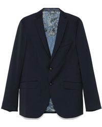 Etro - Jassen ,Blauw ,Leer Roma Single-Breasted Viscose Jacket - Lyst