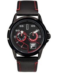 Fila - Aktive lederuhr schwarz rund - Lyst