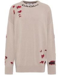 carlo colucci - Intricate Knit Pattern Round-Neck Sweater - Lyst