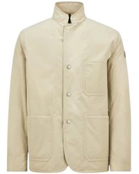 Moncler - Jassen ,Polyester Lichtbeige Down Shirt Jacket - Lyst