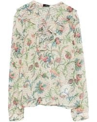 Etro - Overhemden ,Veelkleurig ,Katoen Blouse Met Ruches - Lyst