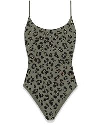 MC2 Saint Barth - Badmode ,Groen ,Katoen Cecille One Piece Zwempak Met Ronde Hals En Bandjes - Lyst