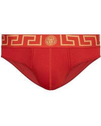 Versace - Slip Met Greca-Afwerking - Lyst