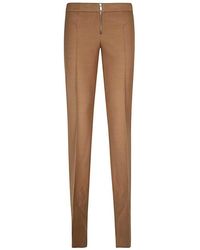 Stella McCartney - Broeken ,Bruin ,Wol Wollen Broek Met Ritsen Aan De Voorkant - Lyst
