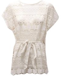 Ermanno Scervino - Overhemden ,Wit ,Katoen Witte Katoenen Kant Shirt Vrouwen - Lyst