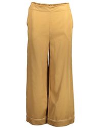 Kocca - Bruine Damesbroek Elastische Taille Contrastdetails - Lyst