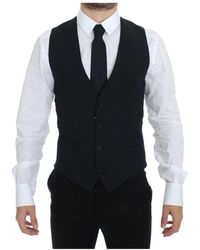 Dolce & Gabbana - Blauwe Wollen Jurk Vest Elegante Stijl - Lyst