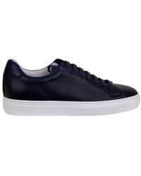 Doucal's - Schoenen ,Blauw ,Leer Minimalistisch Design Zwarte Leren Sneakers - Lyst