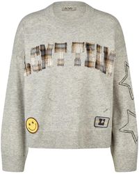 Le Comte - Truien & Vesten ,Grijs ,Wol Trui Met Ronde Hals - Lyst