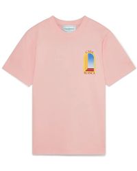 Casablancabrand - T-shirt rosa pallido in cotone biologico con illustrazione stampata - Lyst