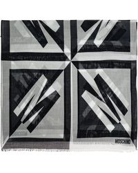 Moschino - Accessoires ,Zwart ,Katoen Logo Scarf - Lyst