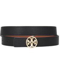 Tory Burch - Gürtel aus genarbtem leder mit logo-schließe - Lyst