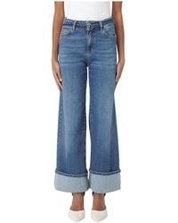 Liu Jo - Wide Leg Jeans Met Omgeslagen Zoom - Lyst