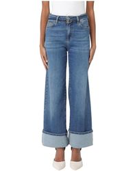 Liu Jo - Wide Leg Jeans Met Omgeslagen Zoom - Lyst