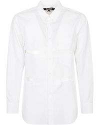 Comme des Garçons - Overhemden ,Wit ,Katoen Lange Mouw Button-Up Shirt Met Geperforeerde Details - Lyst