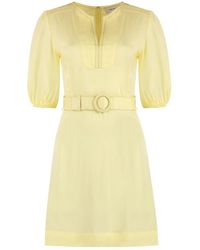 Yves Salomon - Vestido Con Detalles De Cuero En La Cintura, Mujer, Talla - Lyst