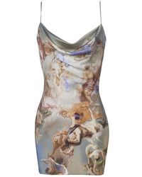 Balmain - Renaissance Print Slip Mini Dress - Lyst