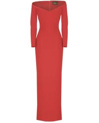 Solace London - Rotes kleid mit bootsausschnitt und langen ärmeln - Lyst