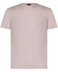 Tom Ford - Rosa logo besticktes crewneck t-shirt - Lyst