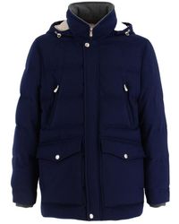 Brunello Cucinelli - Wollen Afneembare Capuchon Jas - Lyst