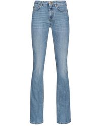 Pinko - Ausgestellte blaue Stretch-Denim-Jeans mit Love Birds Stickerei - Lyst
