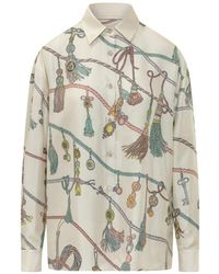 Versace - Overhemden ,Veelkleurig ,Informele Zijde Blouse - Lyst