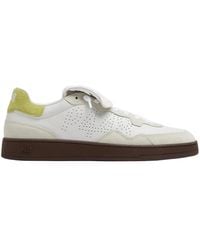 P448 - Witte Leren Sneakers Limoen Groen Accent - Lyst