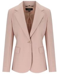 Weekend by Maxmara - Poederroze Lamine Single-Breasted Blazer - Lyst