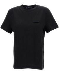 Jacquemus - Tops ,Zwart ,Katoen The Gros Grain T-Shirt Met Korte Mouwen - Lyst