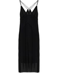 AllSaints - Kleedjes ,Zwart ,Polyester Fawn Midi-Jurk - Lyst