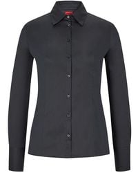 HUGO - Overhemden ,Zwart ,Katoen Fitted Overhemd - Lyst