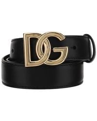 Dolce & Gabbana - Cintura in pelle con fibbia monogramma in metallo - Lyst