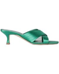 Manolo Blahnik - Schoenen ,Groen ,Leer Vieramul Pleated Mule - Lyst