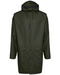 Rains - Jassen ,Groen ,Polyester Groene Lange Regenjas Met Capuchon - Lyst