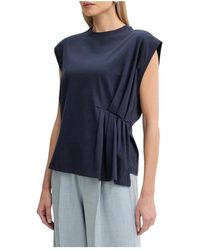 Twinset - Tops ,Blauw ,Mouwloze T-Shirt Met Ronde Hals - Lyst