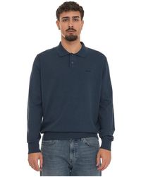 HUGO - Hoodies & Sweatvesten ,Blauw ,Katoen Asac-Pl Polo Shirt Lange Mouwen - Lyst