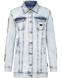 Philipp Plein - Jassen ,Blauw ,Denim Denim Jacket Crystal Cable - Lyst