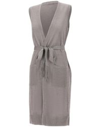 Kangra - Truien & Vesten ,Grijs ,Lurex Lange Vest - Lyst