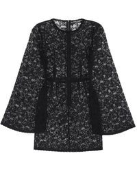 Dolce & Gabbana - Dolce gabbana mini dress in floral openwork knit - Lyst