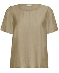 Kaffe - Bluse Mit Kurzen Ärmeln Und Bootsausschnitt - Lyst