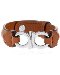 Ferragamo - Accessoires ,Bruin ,Leer Double Gancini Armband - Lyst