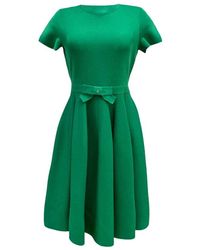 Carolina Herrera - Grünes jacquard-kleid mit schleife - Lyst