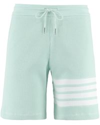 Thom Browne - Korte Broeken ,Groen ,Katoen Katoenen Shorts Met Tricolor En Gestreept Detail - Lyst