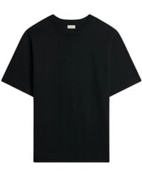 Dries Van Noten - Tops ,Zwart ,Katoen Zwart Katoenen T-Shirt Met Ronde Hals - Lyst