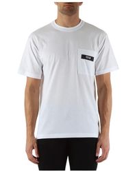 Versace - Regular fit baumwoll t-shirt mit fronttasche - Lyst