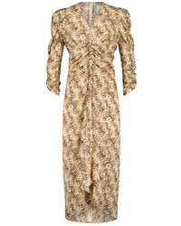 Isabel Marant - Vestido midi de mezcla de seda con estampado en toda la prenda - Lyst