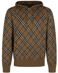Burberry - Hoodies & Sweatvesten ,Bruin ,Wol Nova Check Hoodie - Lyst