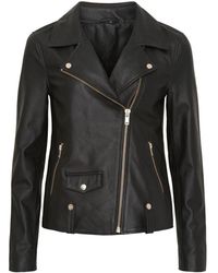 Notyz - Jassen ,Zwart ,Leer Biker Jacket - Lyst