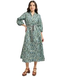 iBlues - Kleedjes ,Veelkleurig ,Katoen Lange Gedrukte Katoenen Overhemdjurk - Lyst